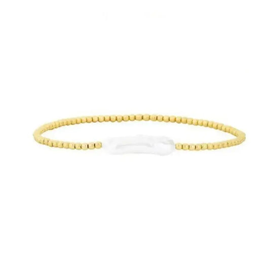 Kadiedrasd- 18K Gold Plated Copper Pearl and Gold Beaded Ball Bracelet