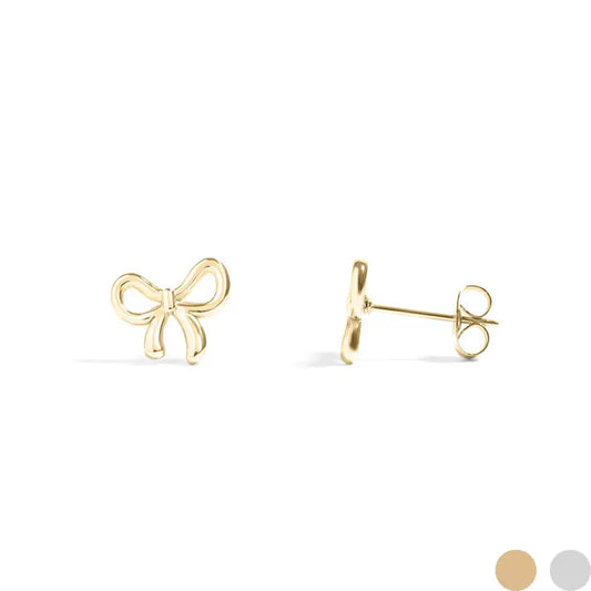 Kadiedrasd-18K Gold Pvd Stainless Steel Bow Stud Earrings