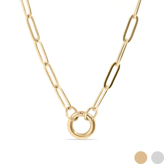 Kadiedrasd-Stainless Steel Paperclip Carabiner Charm Holder Necklace