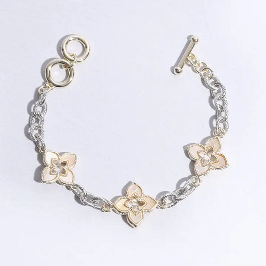 Kadiedrasd-3 Clover Pave Clover Mop Link Bracelet