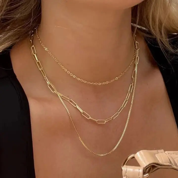 Kadiedrasd-18K Stainless Steel Tarnish Free Layered Necklace | 40NK346