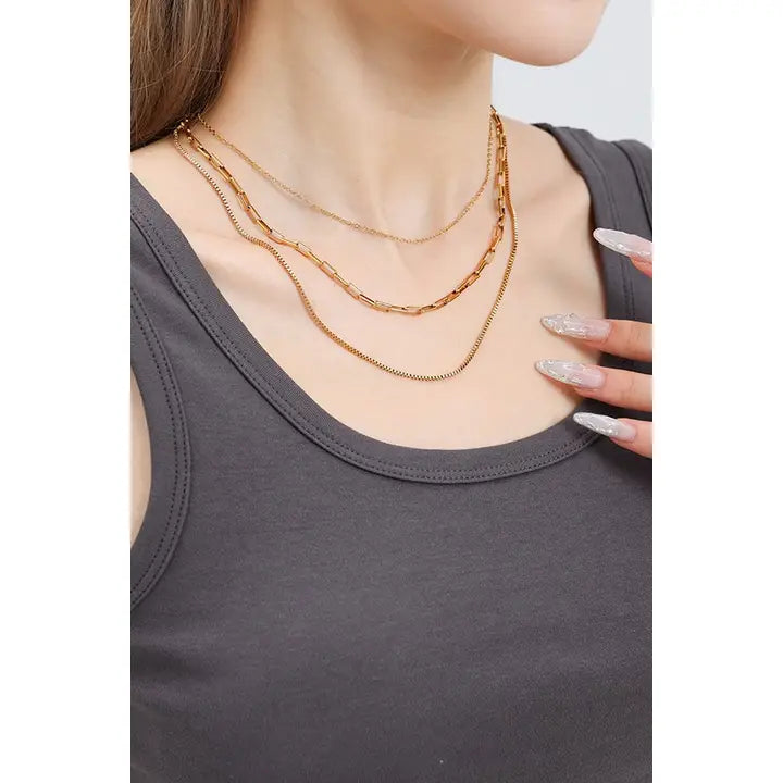 Kadiedrasd-18K Stainless Steel Tarnish Free Layered Necklace | 40NK346