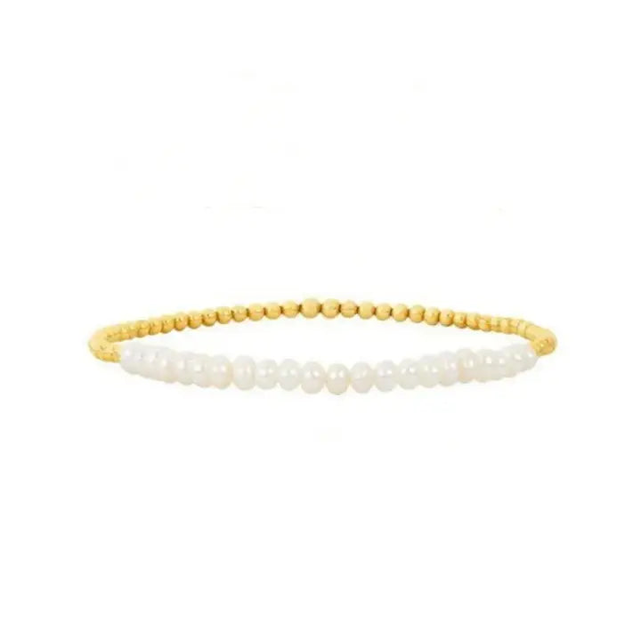 Kadiedrasd- 18K Gold Plated Copper Pearl and Gold Beaded Ball Bracelet