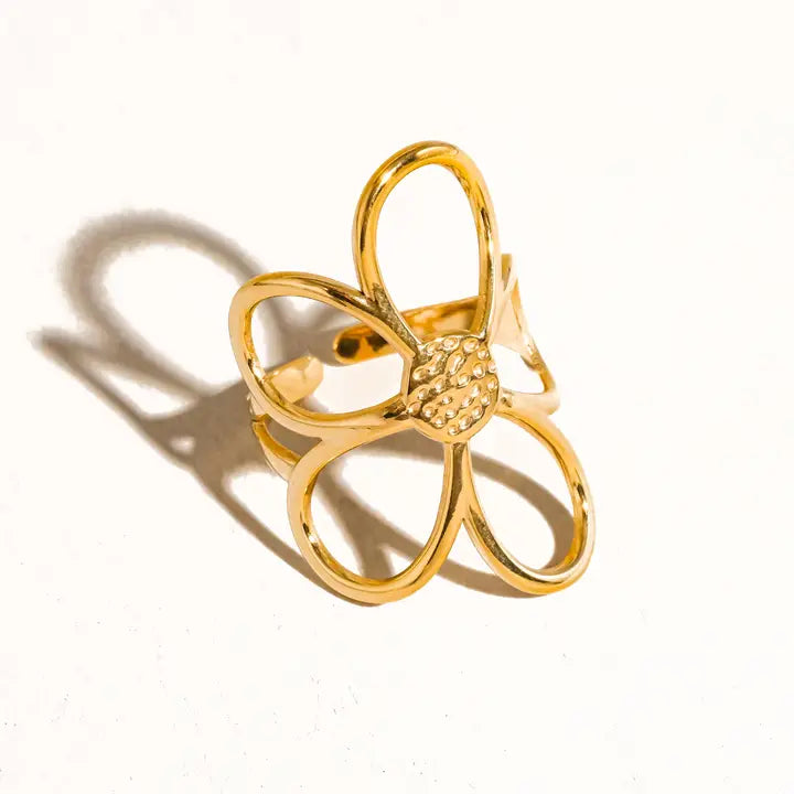 Kadiedrasd-Isolde 18K Non-Tarnish Large Floral Ring